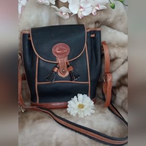 Vintage DOONEY & BOURKE Black & Tan Drawstring Leather Bucket Bag